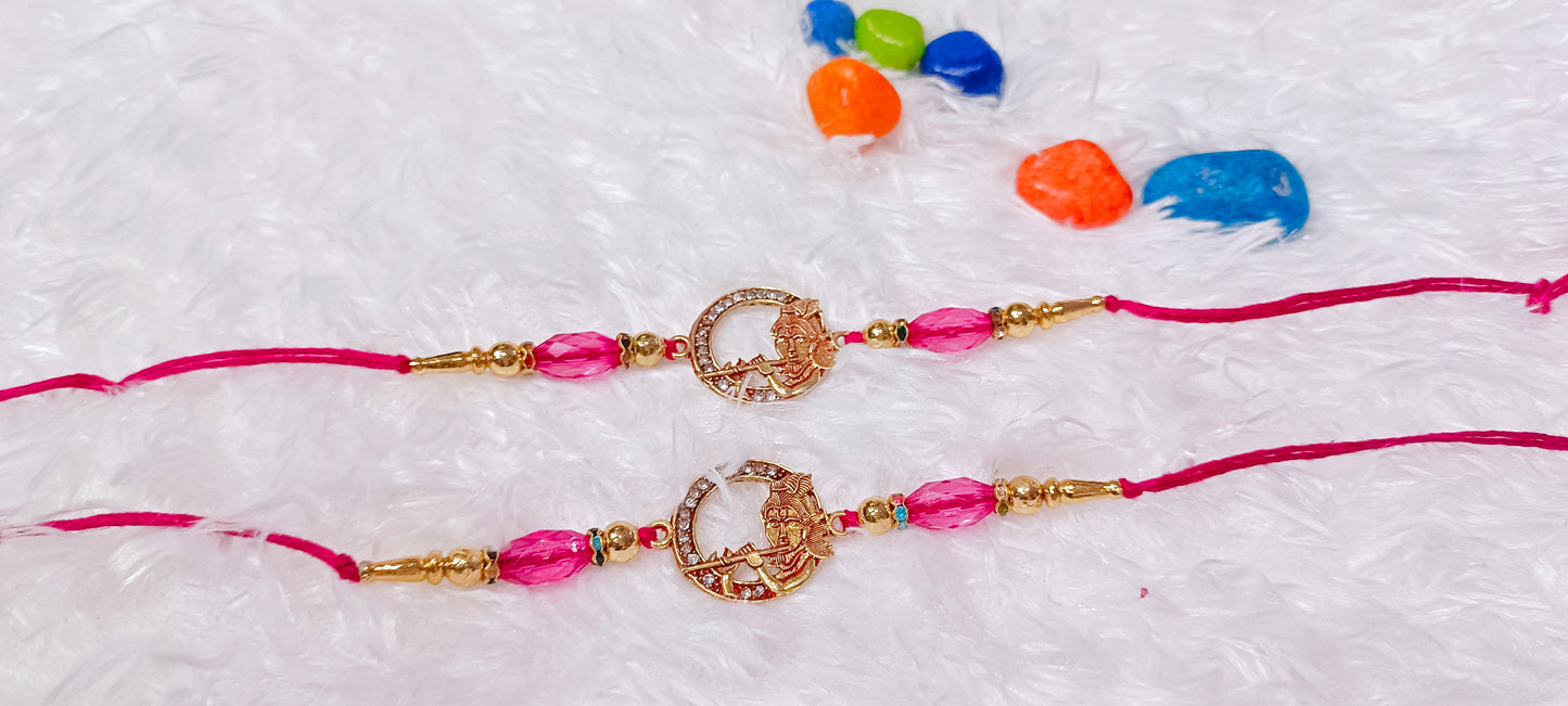 Krishna ji Rakhi pink beads with Ad