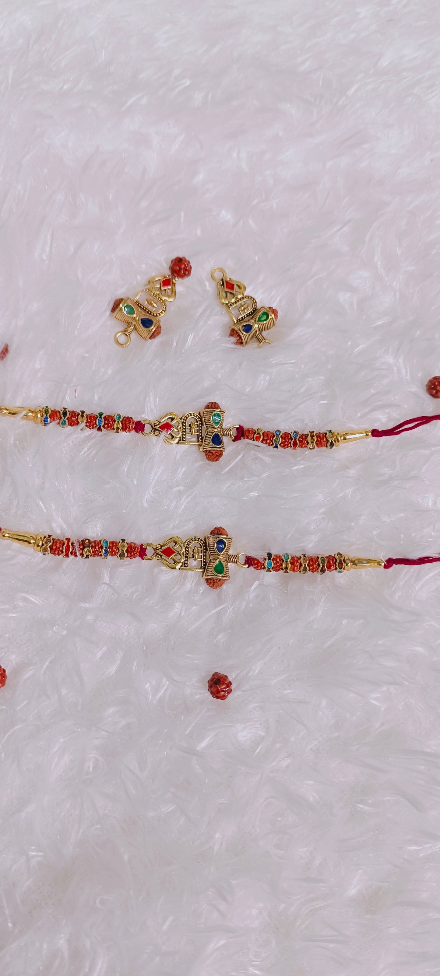 Trishul Rakhi with rudraksh beads