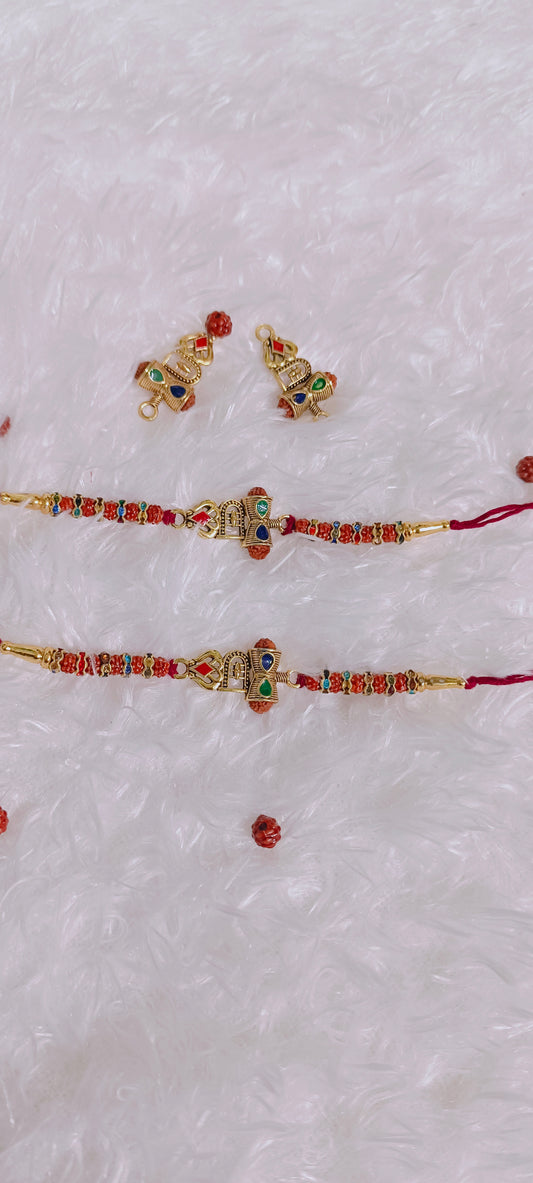 Trishul Rakhi with rudraksh beads