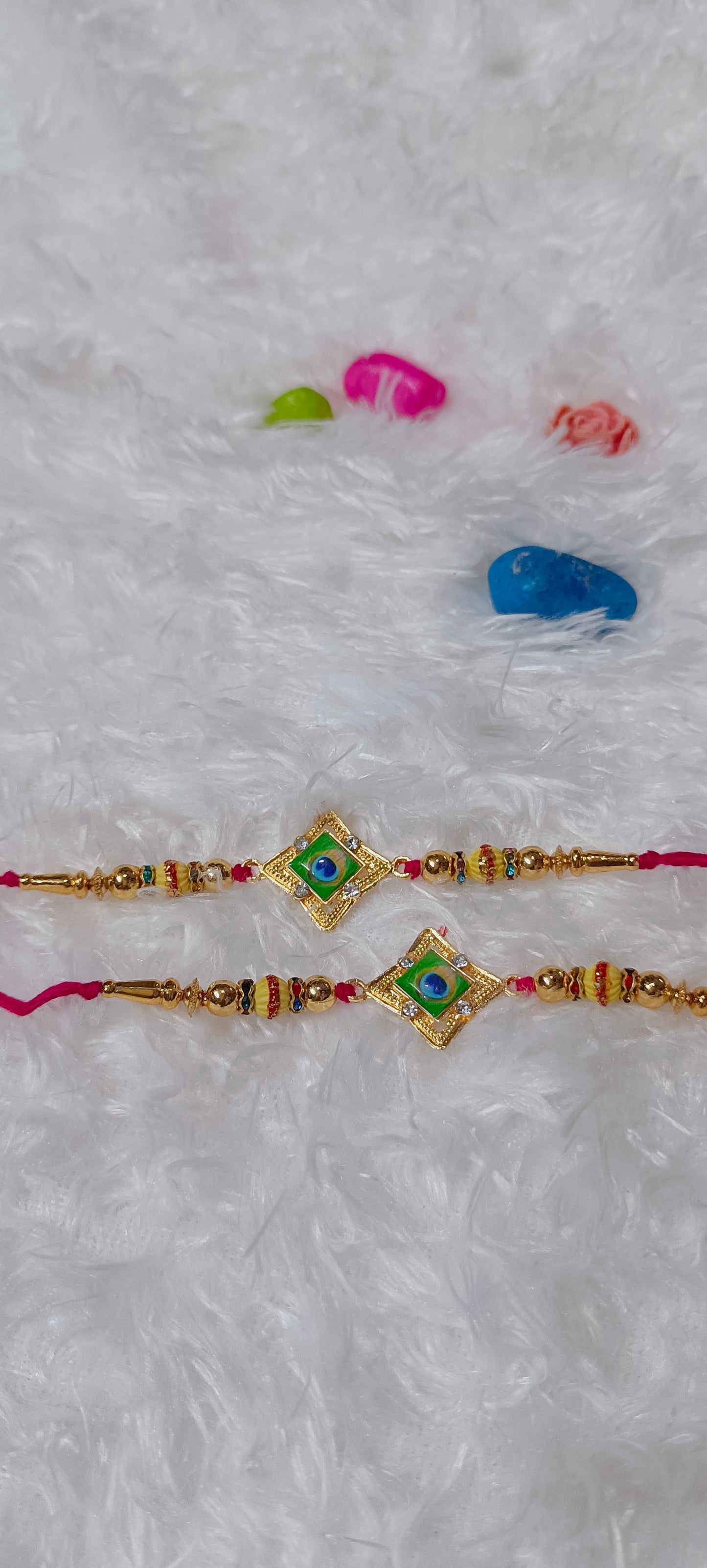 Peacock print rakhi