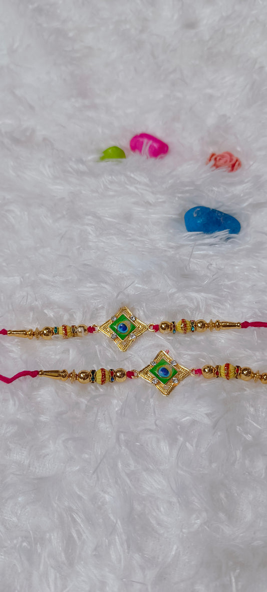 Peacock print rakhi