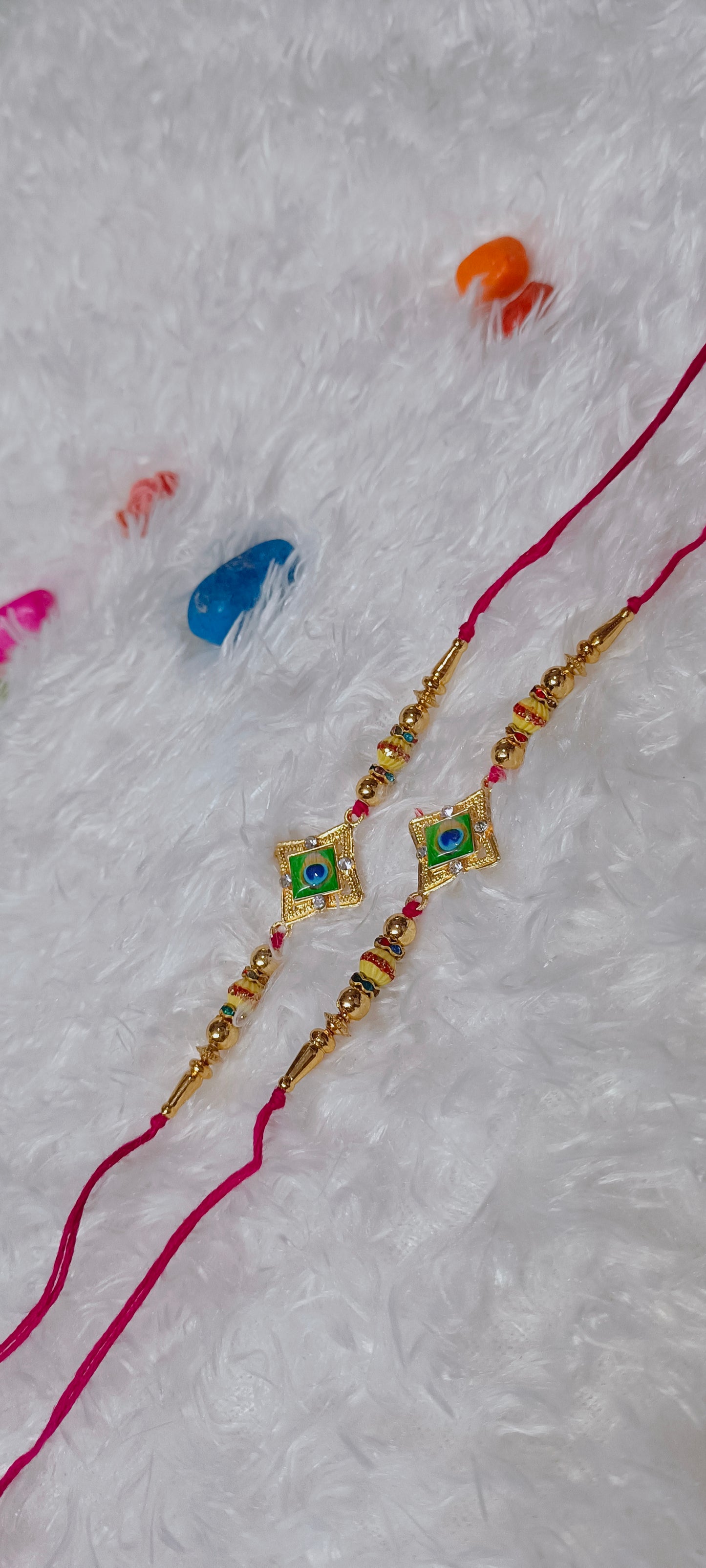 Peacock print rakhi